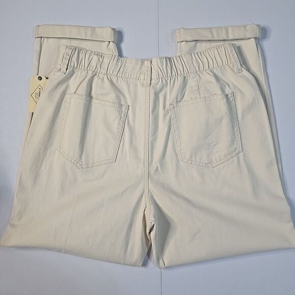 St John's Bay Women's Khakis 14 Flat Front Stretch Waist Cuffed Hi Rise Straight - Picture 7 of 10